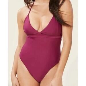 NWT Andie The Lagos One Piece Swimsuit Adjustable Straps Removable Cups L Plum